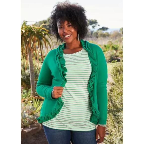 NWT Matilda Jane Women’s Spring To Mind Ruffled Cardigan Sweater‎ Size S Green - Picture 3 of 7